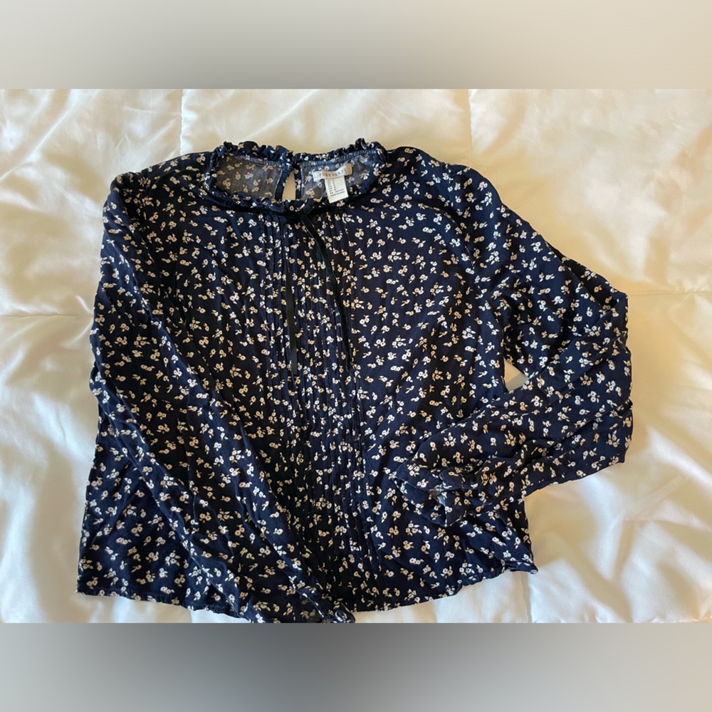 Forever 21 Navy Floral Kids Blouse